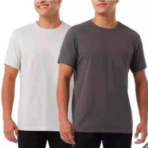 32 Degrees Cool Men's 2 Pack Chest Pocket Relaxed Fit Cotton Tee Gray Cream